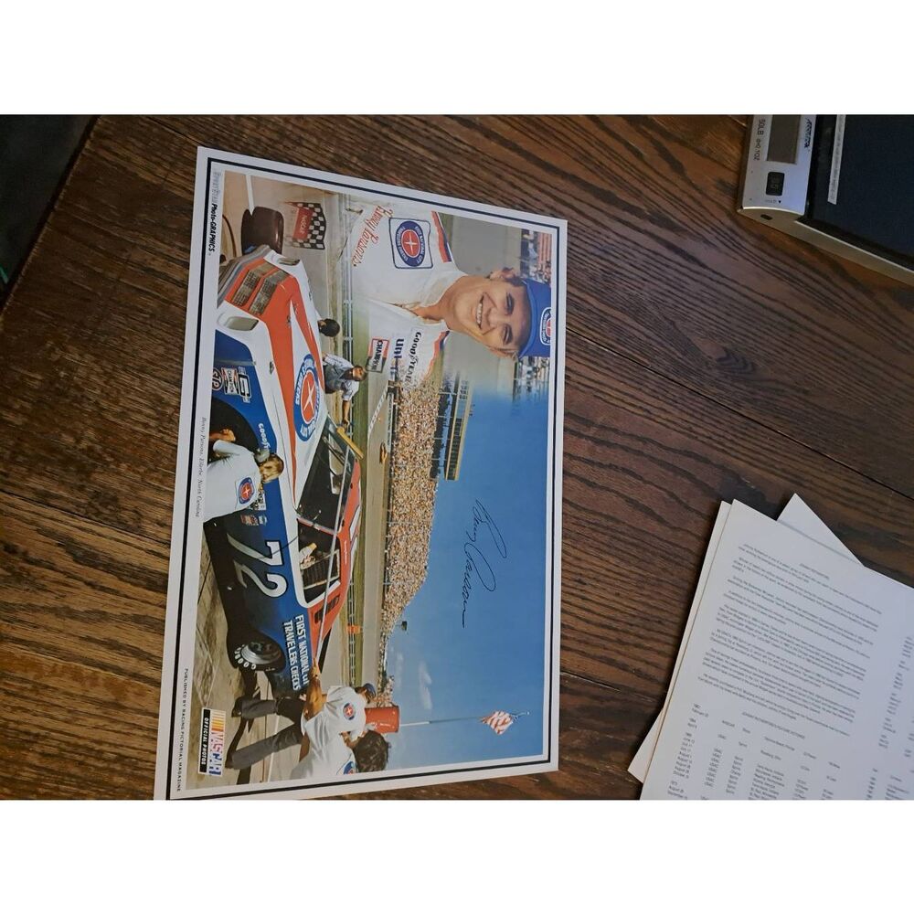 Vintage Benny Parsons NASCAR Driver Card 11x17 Signed Racing Photo 1970s Poster